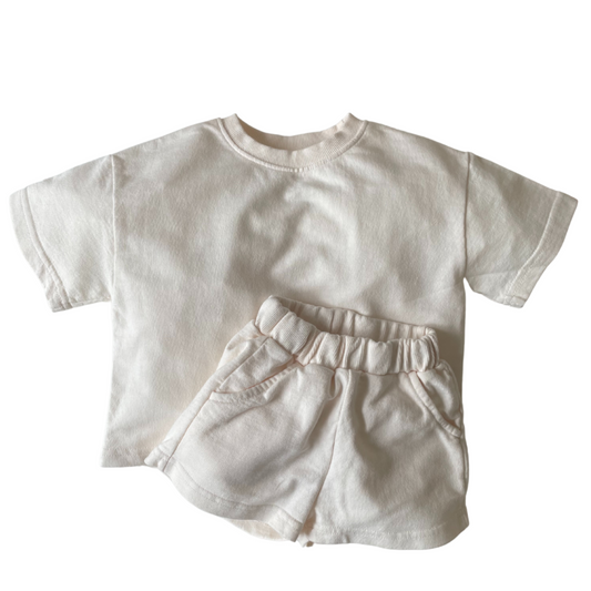 kids cream short set