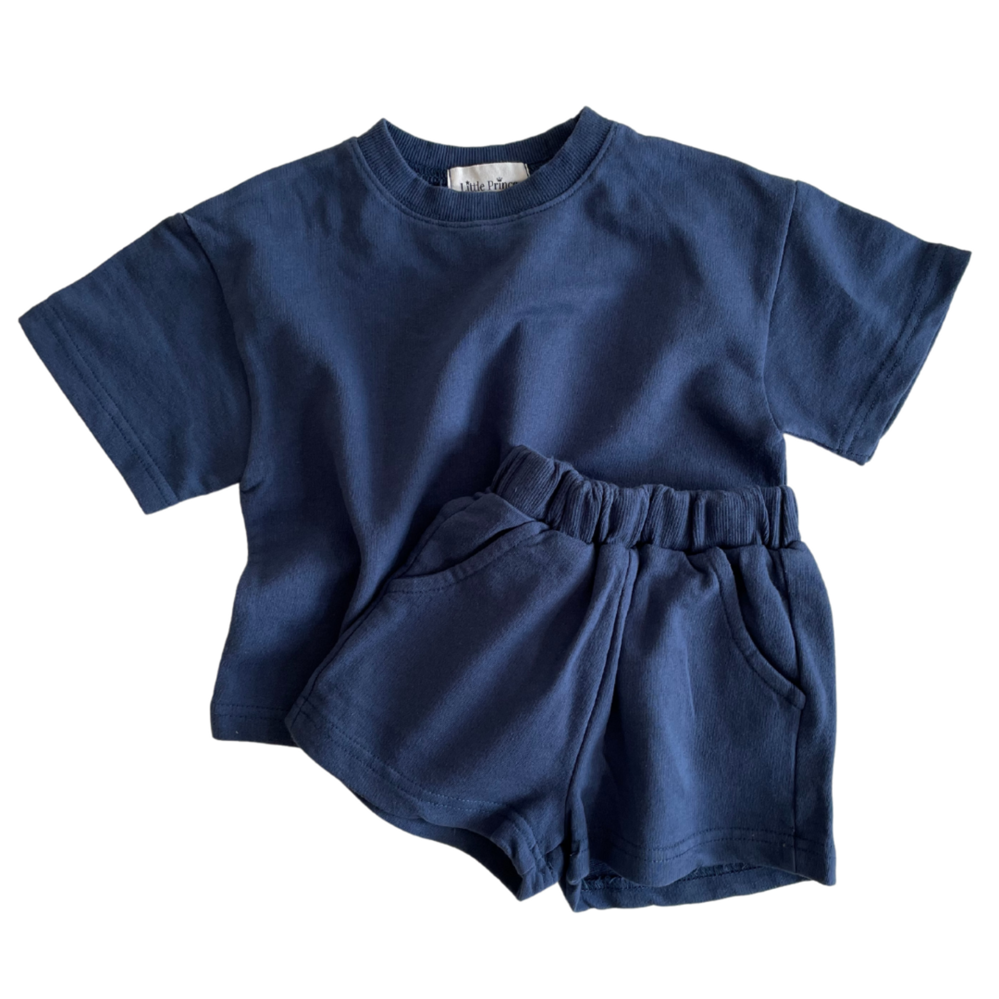 kids navy short set